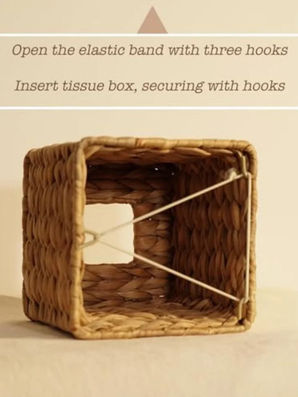 Water Hyacinth Handwoven Tissue Box Cover, Natural Handmade Wicker Napkin Box